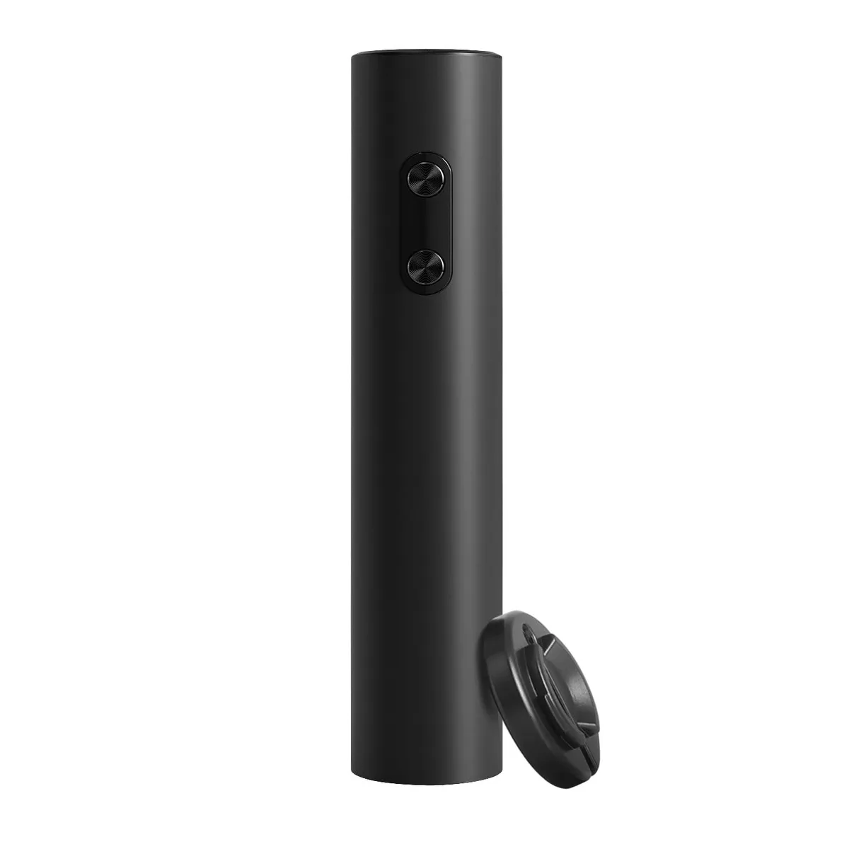 Black handheld electric wine opener with foil cutter