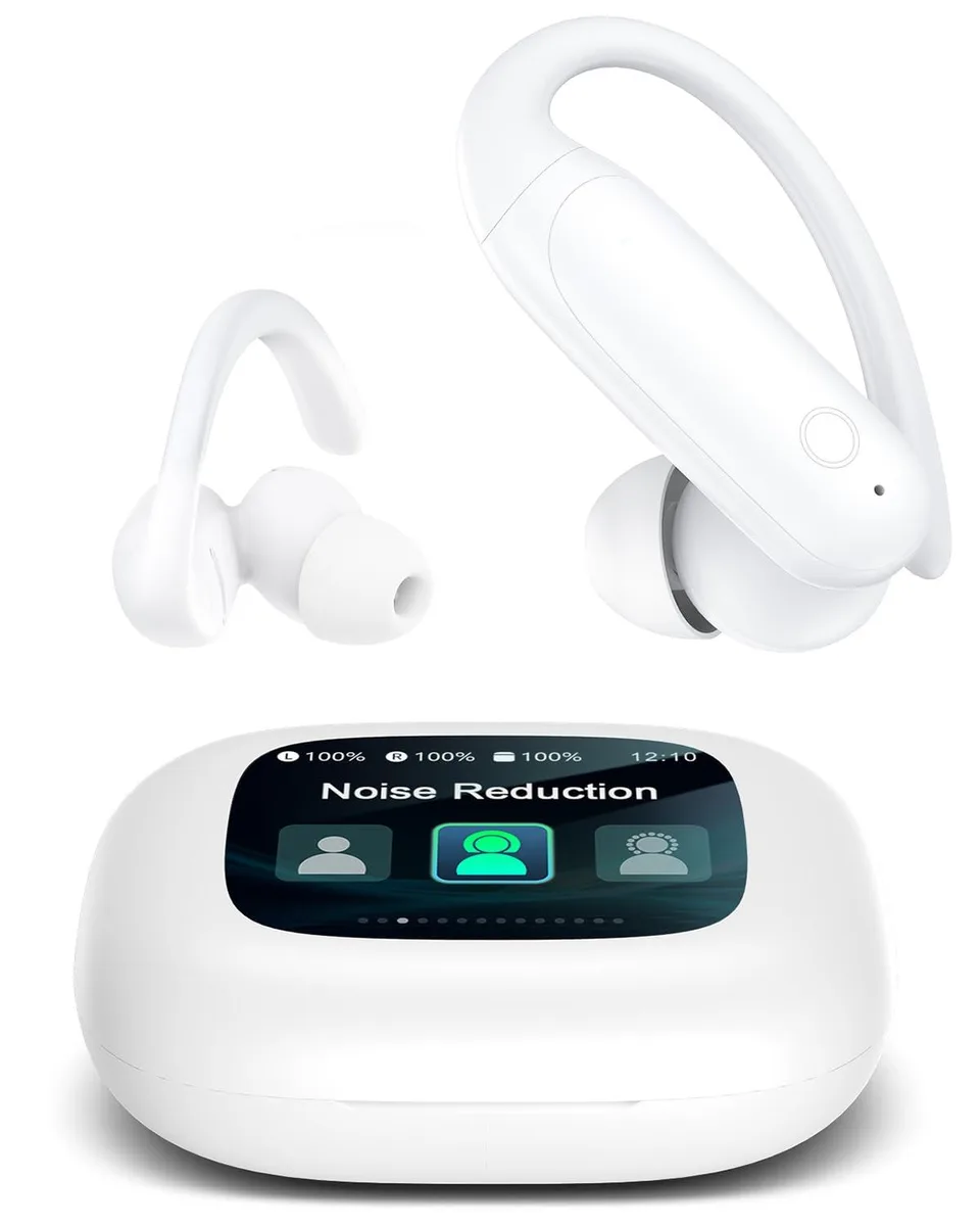 LEEMC TP03 in-ear headphones white 40h ANC touchscreen case — product photo