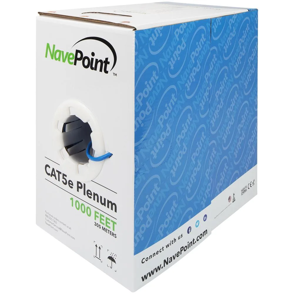 NavePoint NavePoint Cat5e Plenum 1000ft Blue 24AWG 350MHz network ethernet cable — product photo