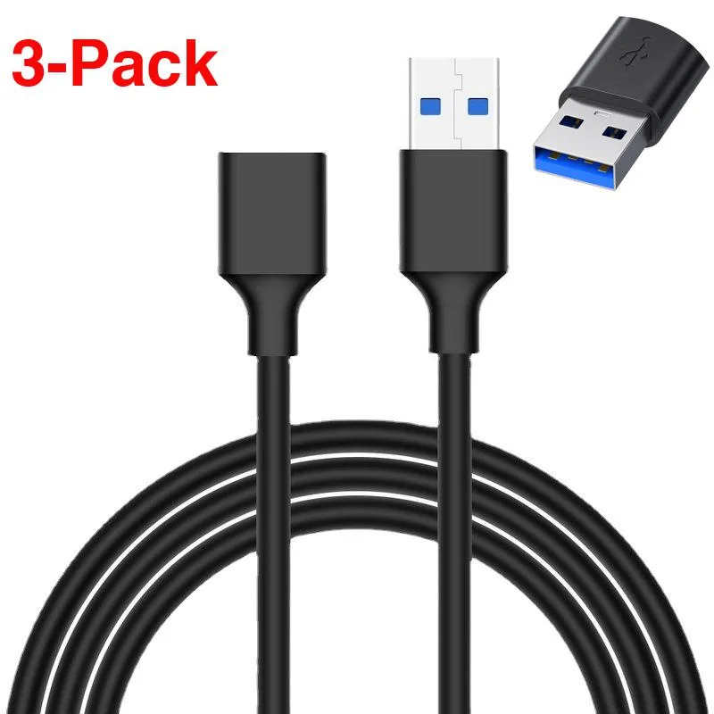 LUOM LUOM USBAM2F USB 3.0 A Male to Female Extension Cable 10ft 3-Pack — product photo