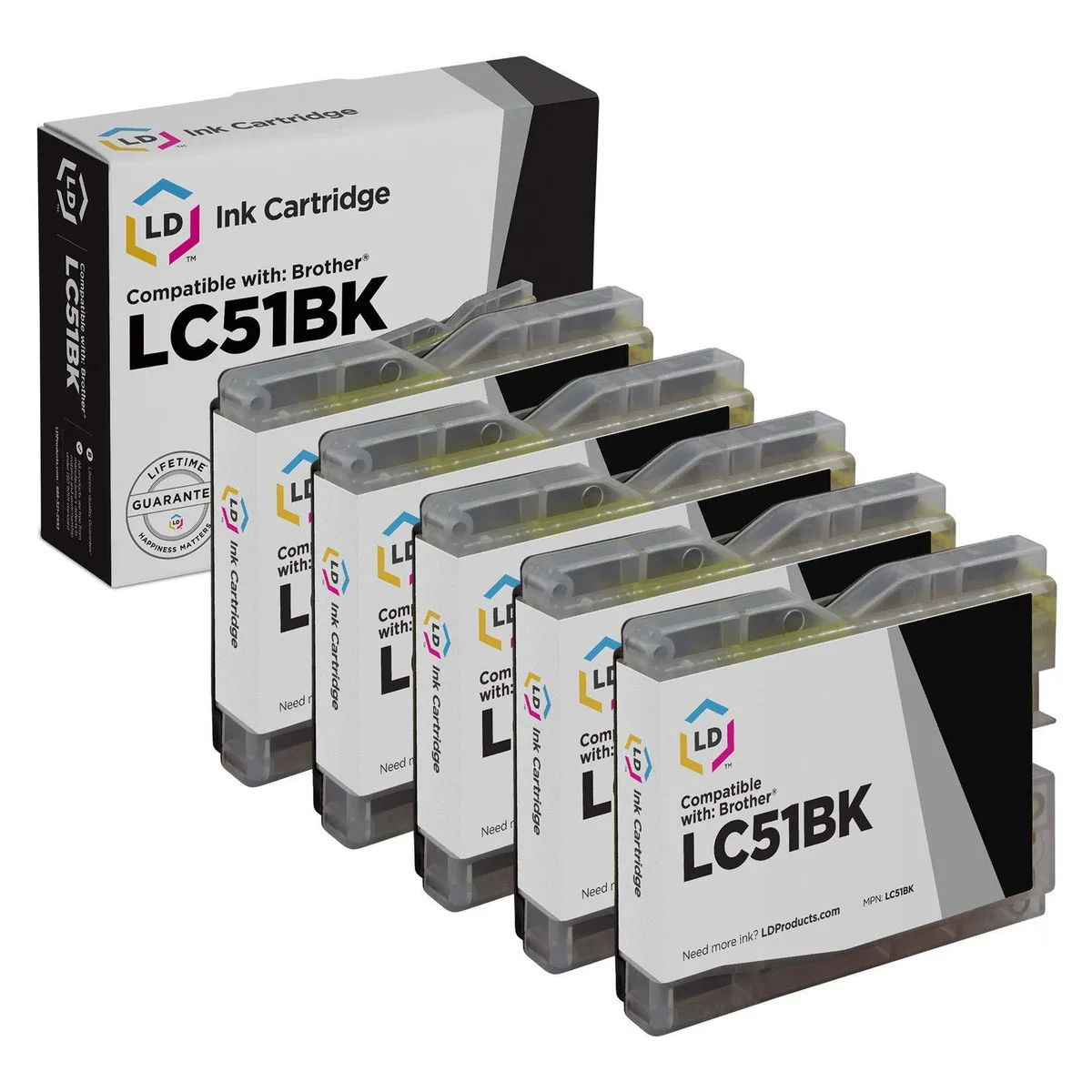 LD Products LD Products LC51BK Black Ink Cartridge 5-Pack 500 Pages — product photo