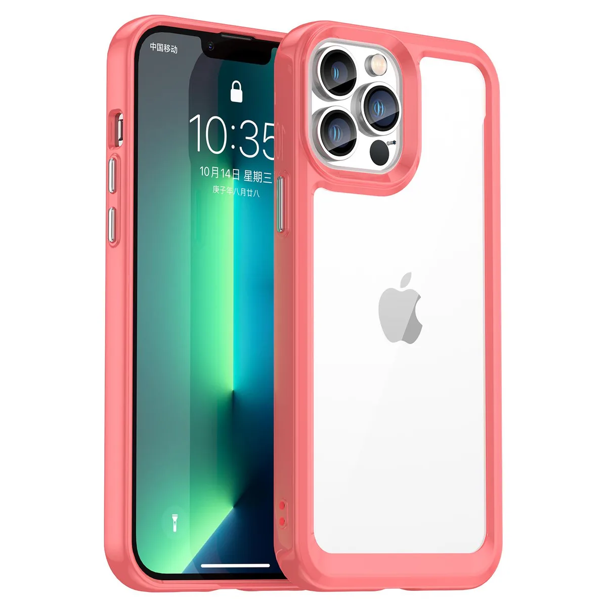 Red shockproof bumper case with clear hard back for iPhone 13 Pro Max 6.7 inch