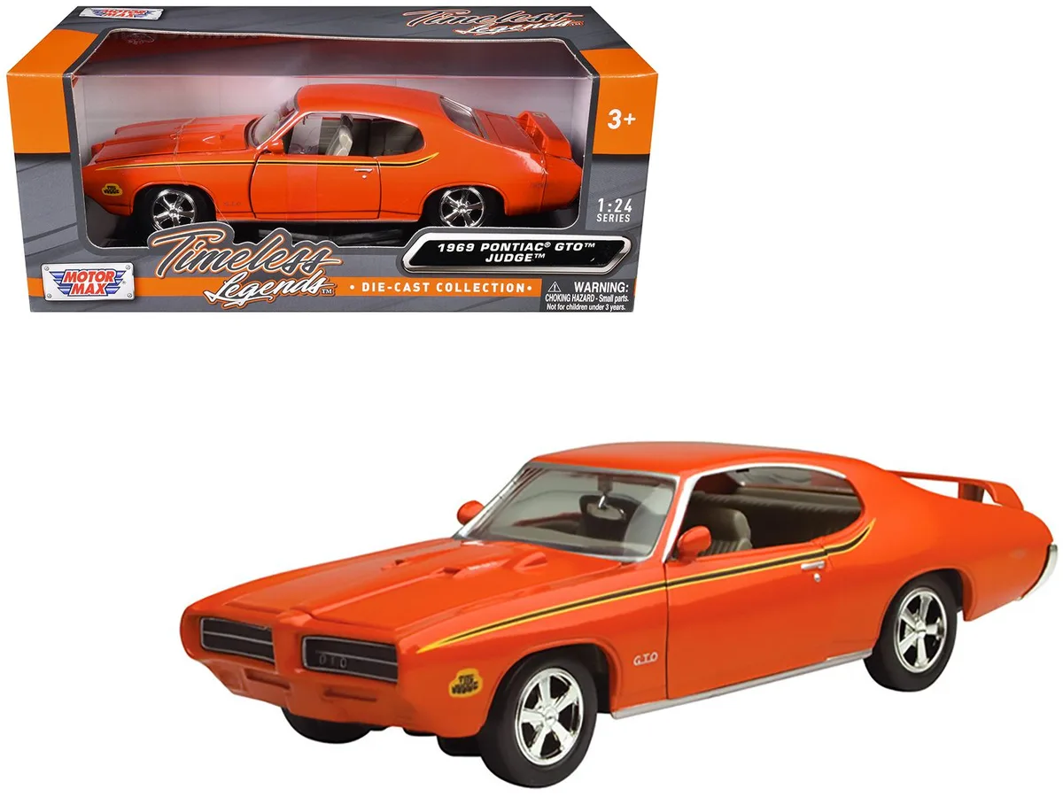 MOTORMAX MOTORMAX 1969 Pontiac GTO Judge Orange with Stripes 1/24 Diecast Hobby Collectible — product photo