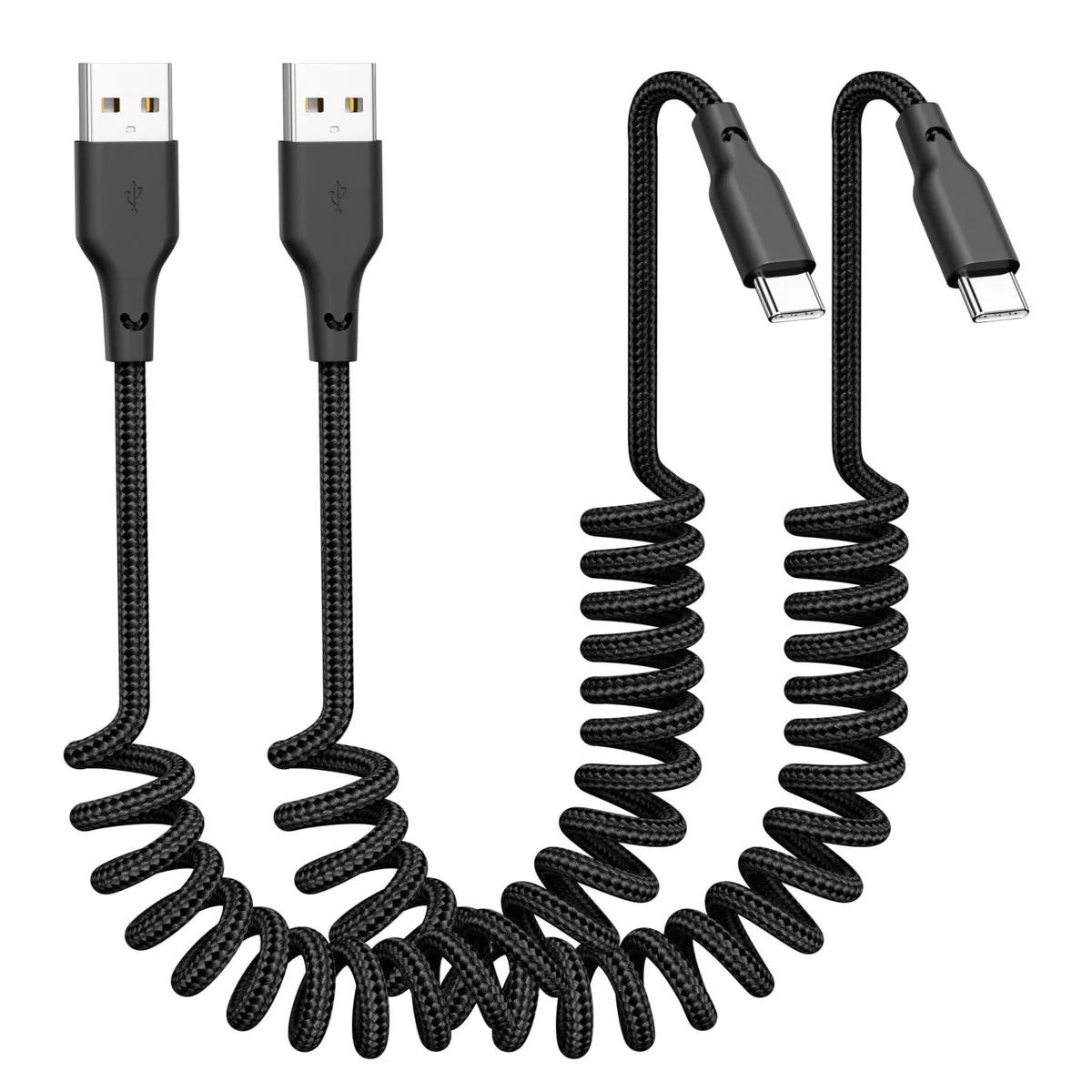 No Sew No Sew 2-Pack 3ft Coiled USB-A to USB-C Phone Cable — product photo