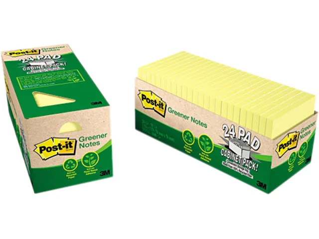 Post-it Post-it 654R-24CP-CY sticky notes, Canary Yellow, 24 pads of 75 sheets — vörumynd