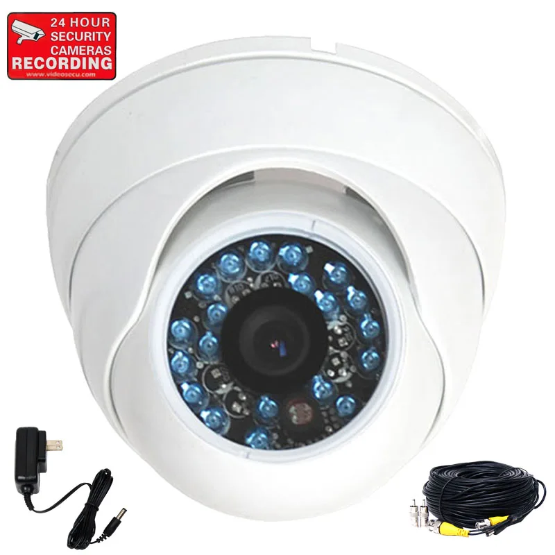 VideoSecu VideoSecu VD21WKC White Vandal Resistant Dome Analog Camera 480TVL 3.6mm 20 IR LEDs — product photo