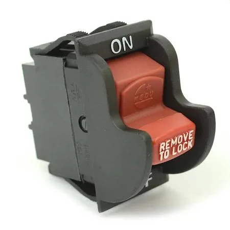 Small black toggle switch with metal lever and two silver terminals