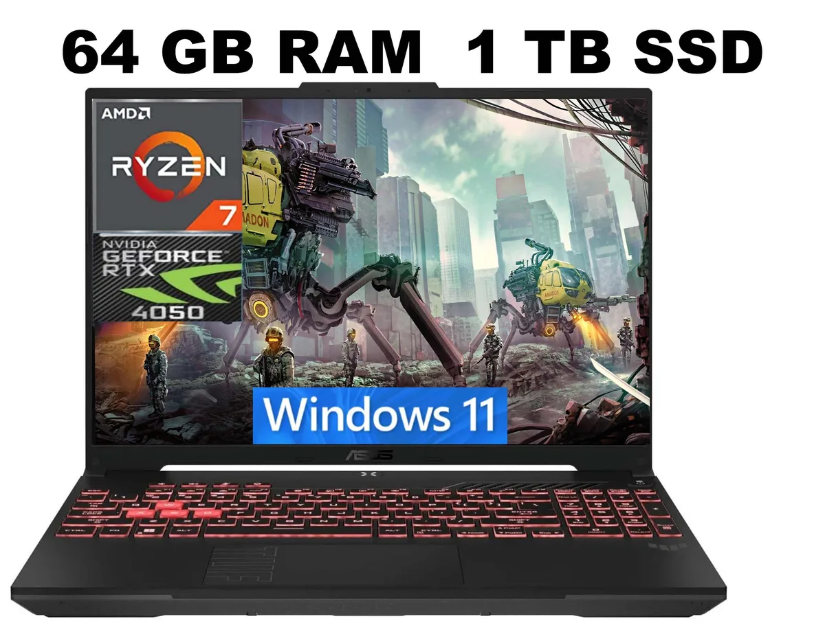 ASUS ASUS TUF A16 gaming laptop Ryzen 7 7445HS RTX 4050 64GB 1TB — product photo