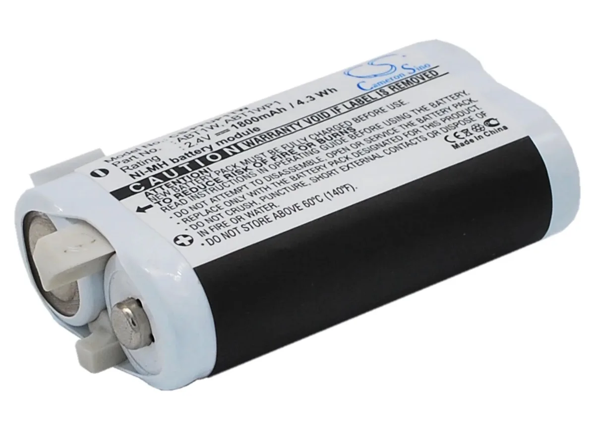 Rectangular replacement battery, black plastic finish