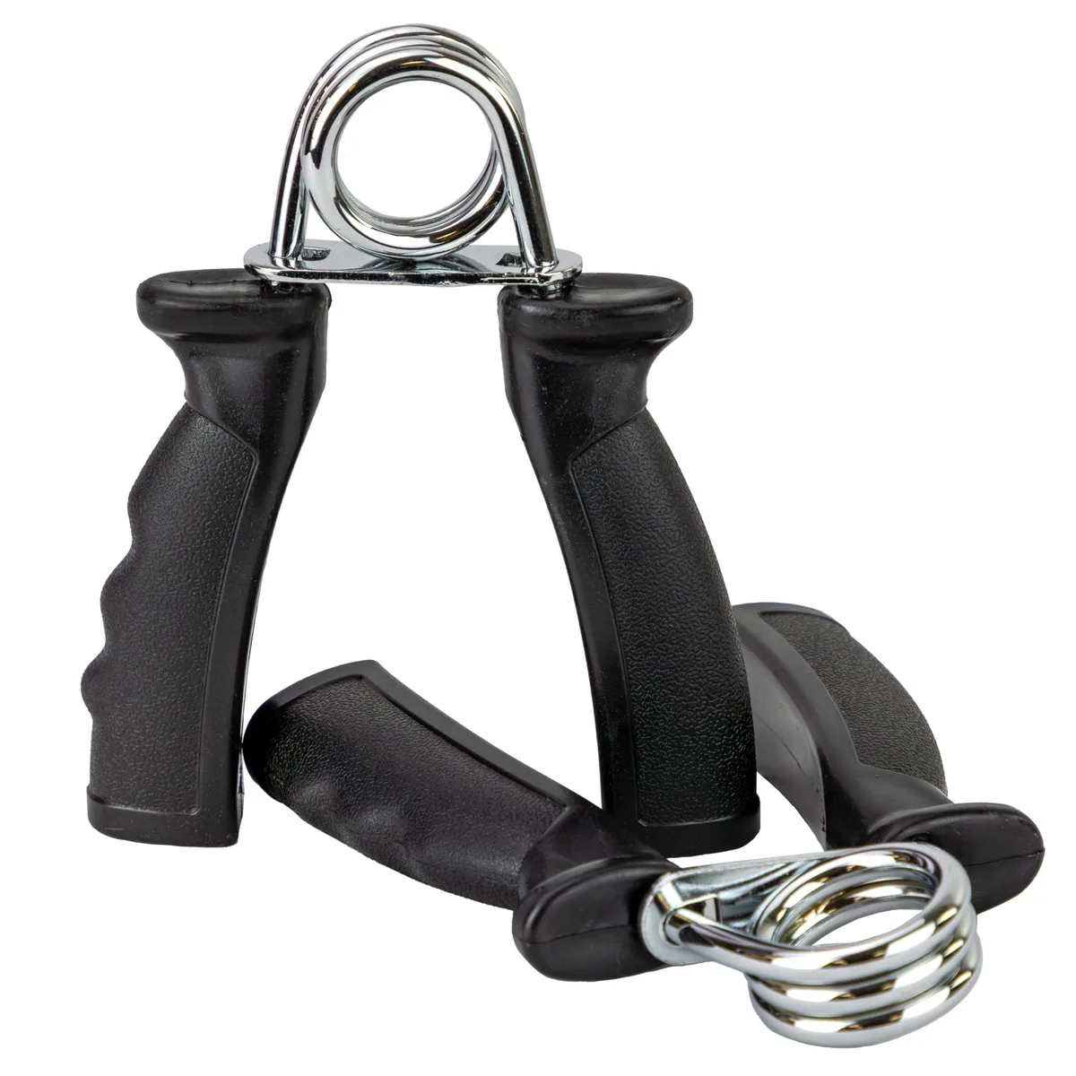 Pair of black stainless-steel hand grips, 48 lb resistance