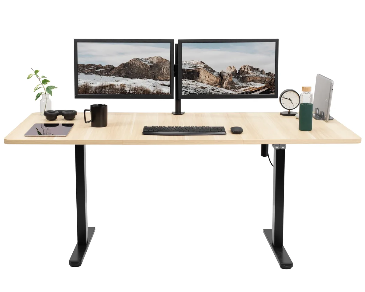 VIVO VIVO Electric Standing Desk 71 x 30 Light Wood Black Frame — product photo