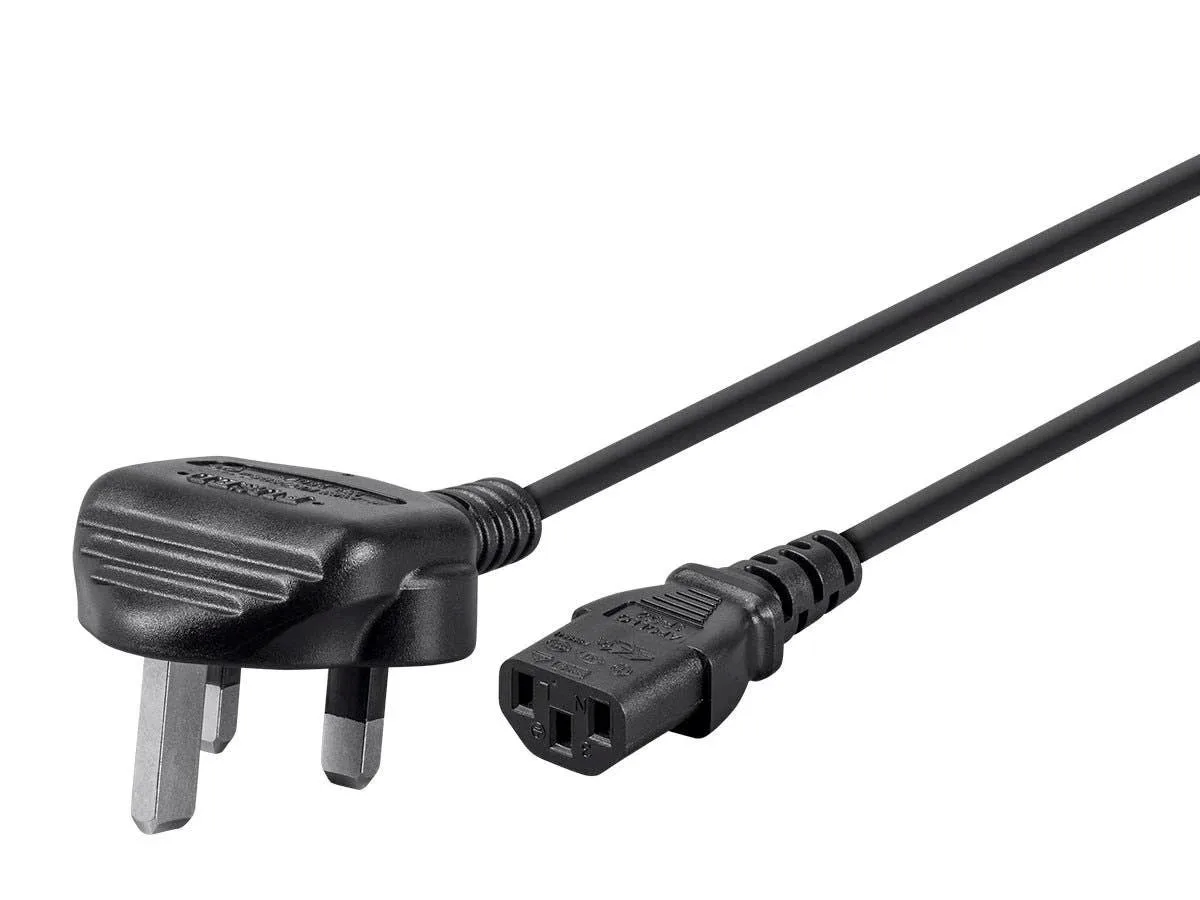 Monoprice Inc. Monoprice 142093 Computer Power Cord BS 1363 UK to IEC 60320 C13 18AWG 5A 250V 1250W 9.70ft Black — product photo