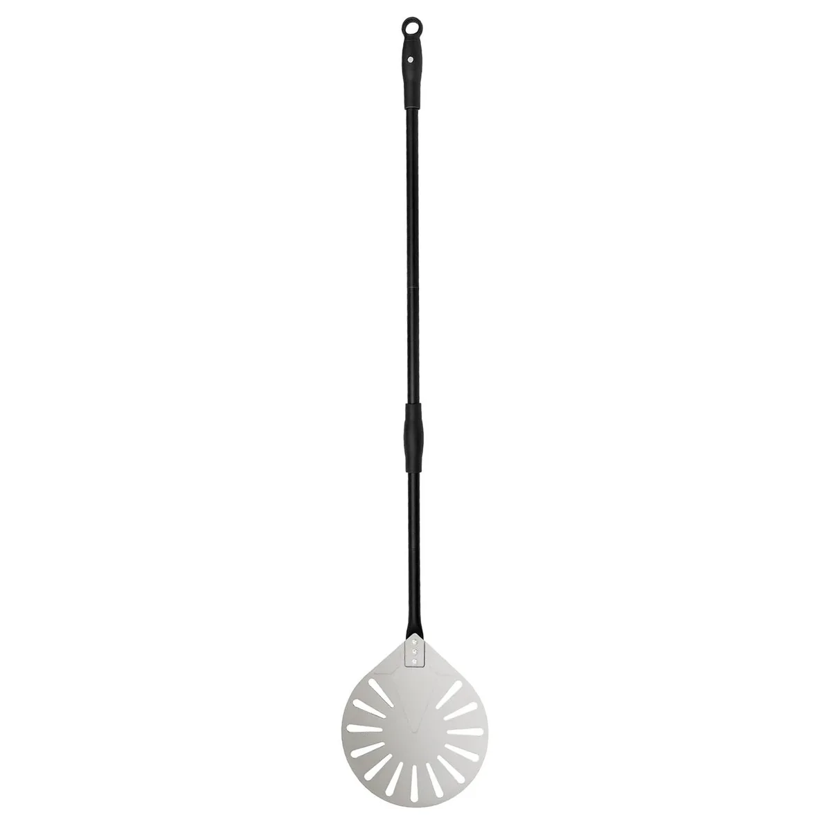 OXO 9" x 10" Perforated Pizza Peel 47" Aluminum Turning Peel Silicone Handle — product photo