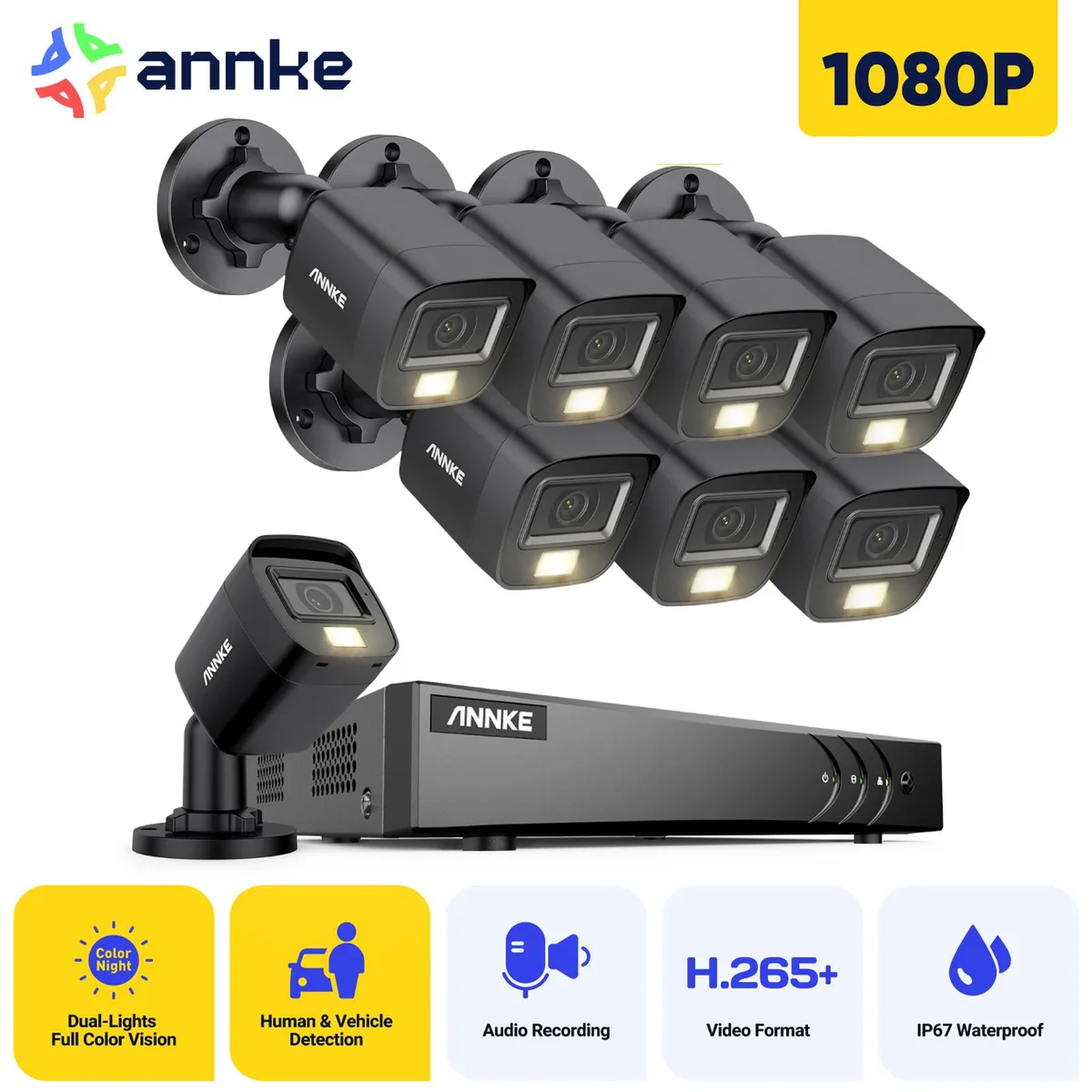 Annke Annke 8CH Wired Security Camera System 5MP DVR 8x 1080P Cameras 0TB Black — product photo