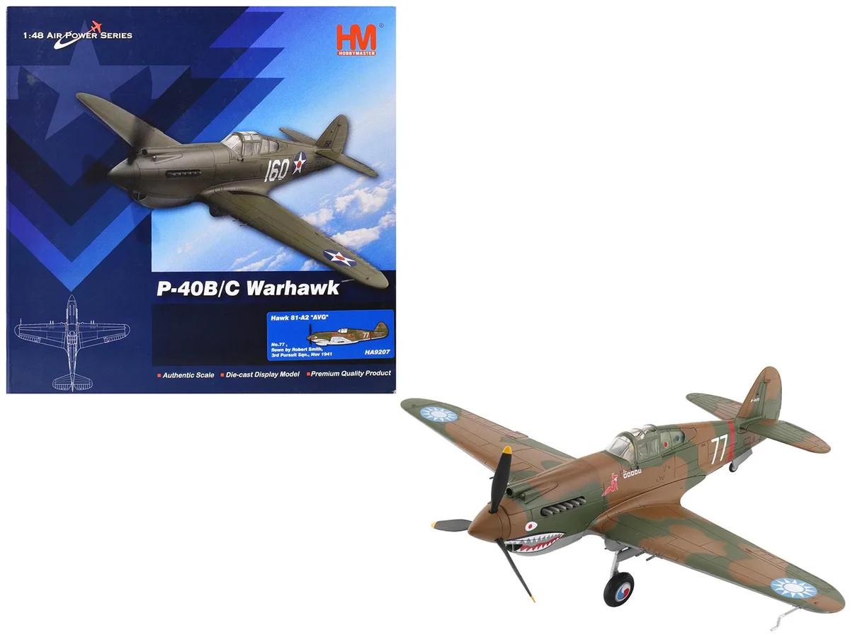Hobby Master Hobby Master Curtiss P-40B Hawk 81-A2 No.77 1941 1/48 Diecast — product photo