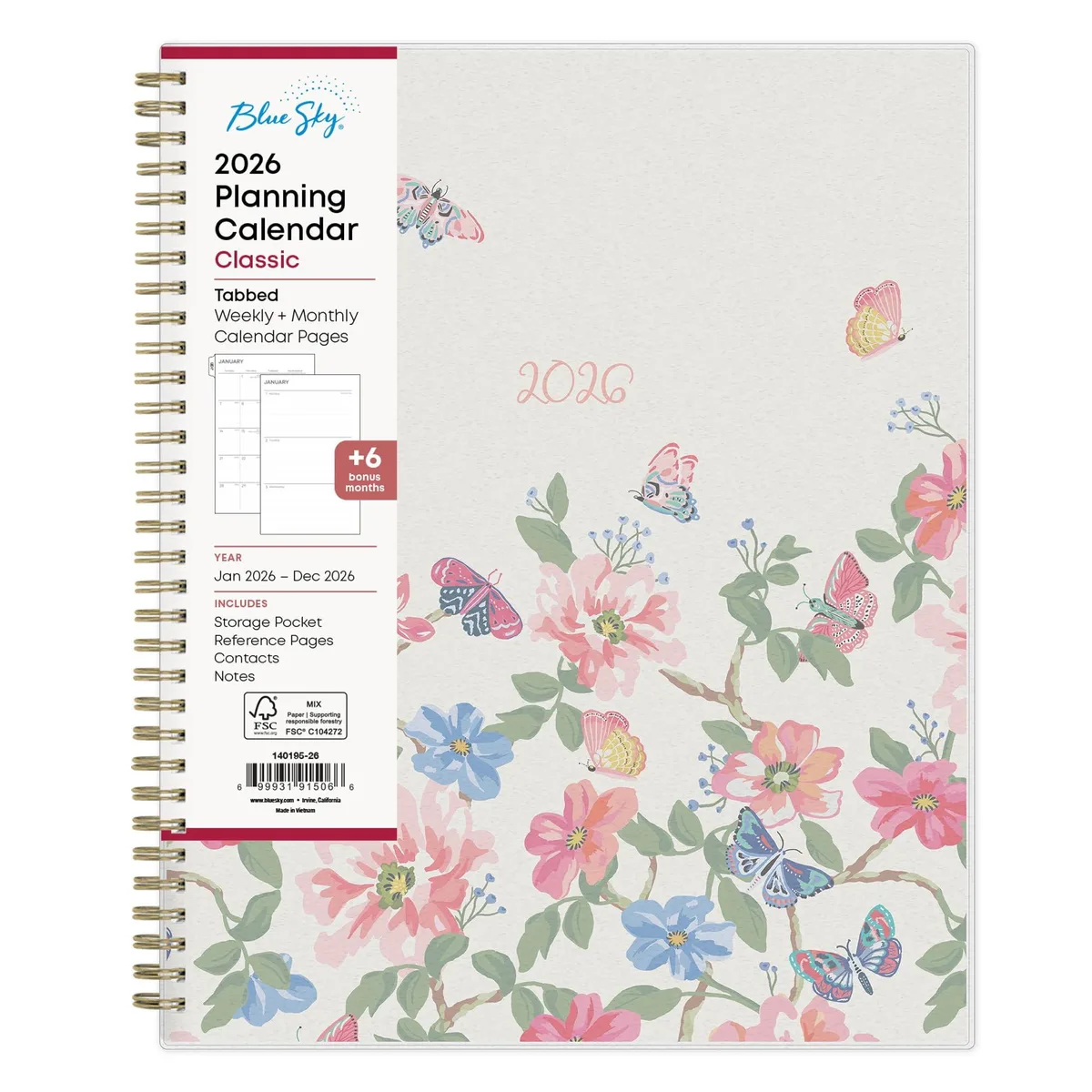 Blue Sky The Color of Imagination, LLC Blue Sky The Color of Imagination, LLC 2026 Weekly/Monthly Planner 8-1/2 x 11 Fly By Frosted 140195 — product photo