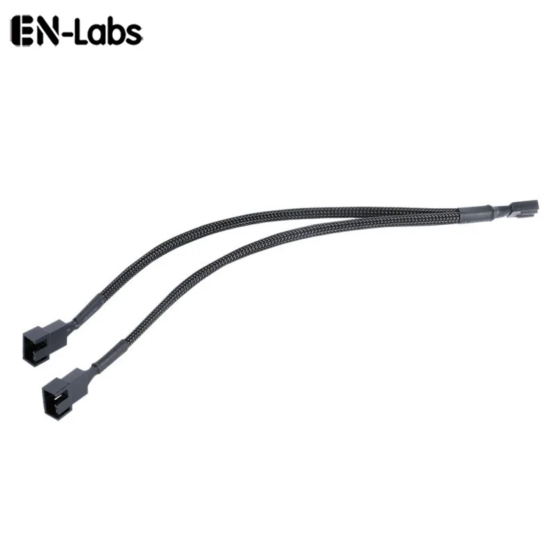 EN-Labs EN-Labs 1X2PWM25CM 10 inch Black Sleeved 4pin PWM 2-Fan Power Y Splitter Cable — product photo
