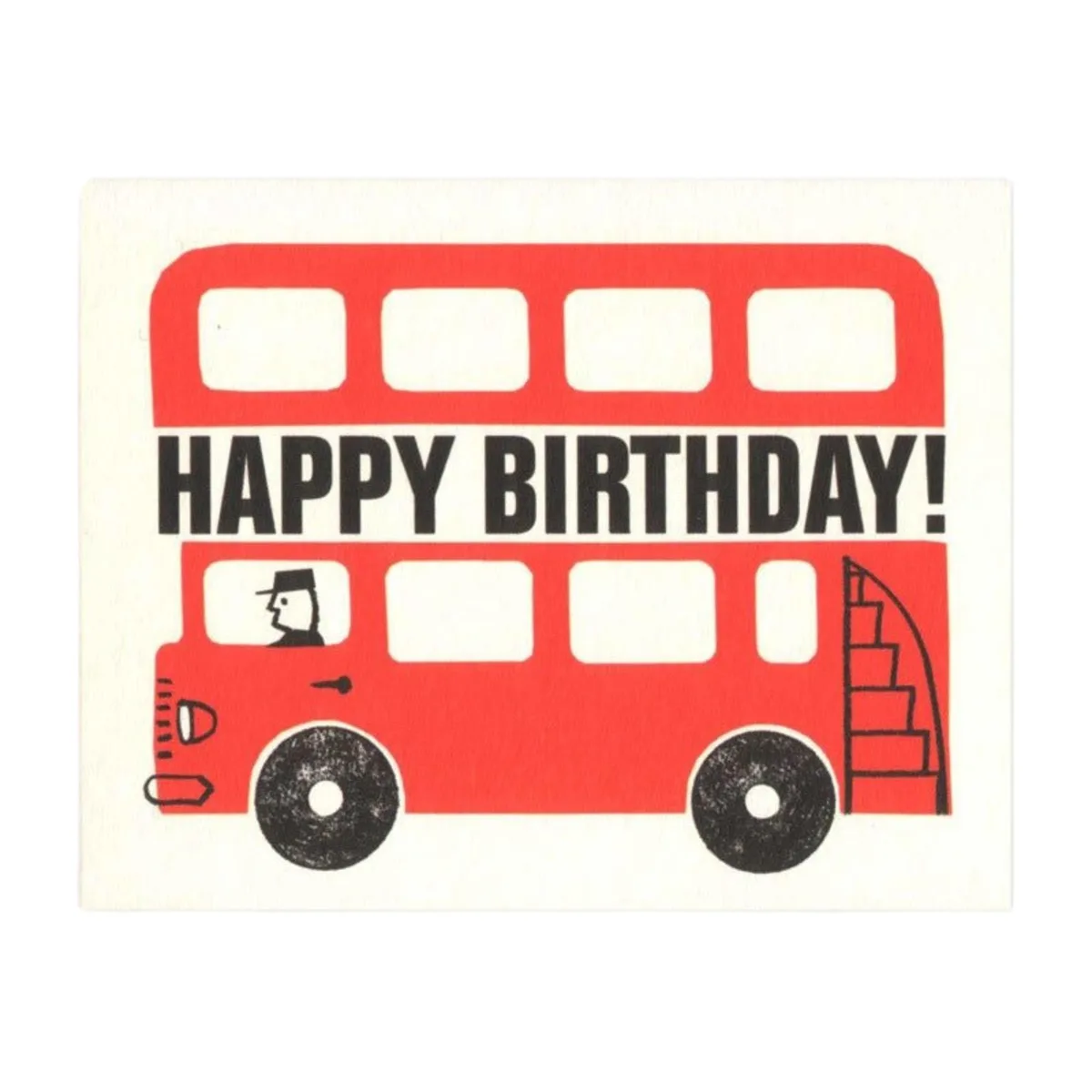FindTape FindTape Lisa Jones Studio Lithograph Print Card Double-Decker Birthday Bus — product photo