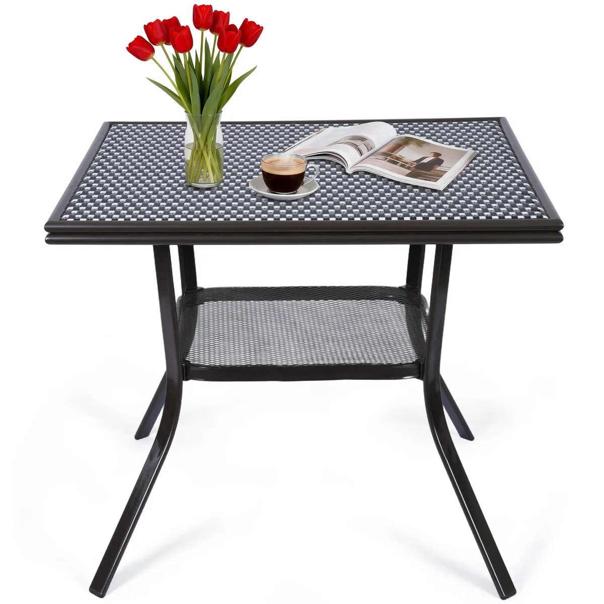 VANBOW VANBOW 35.2" Square Patio Table Black/White — product photo