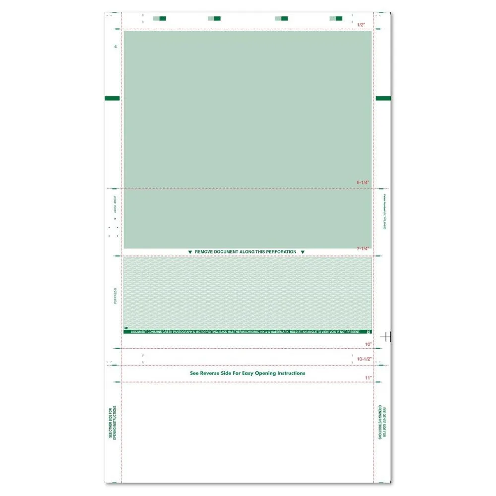 InfoSeal InfoSeal EZ Fold Check Green 14" Paper (Box of 2000) — product photo