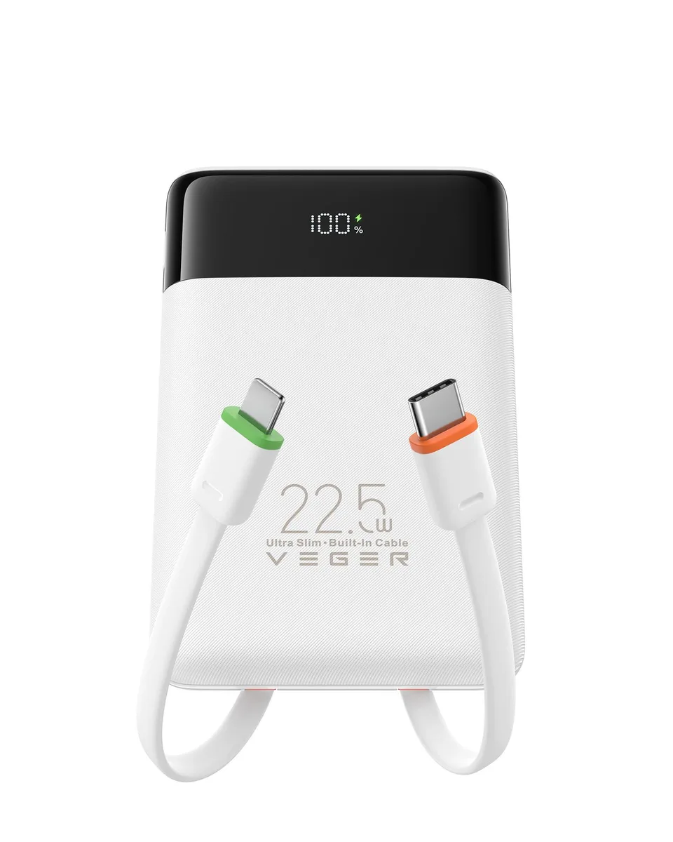 VEGER V1202 10000mAh Power Bank 22.5W White — product photo