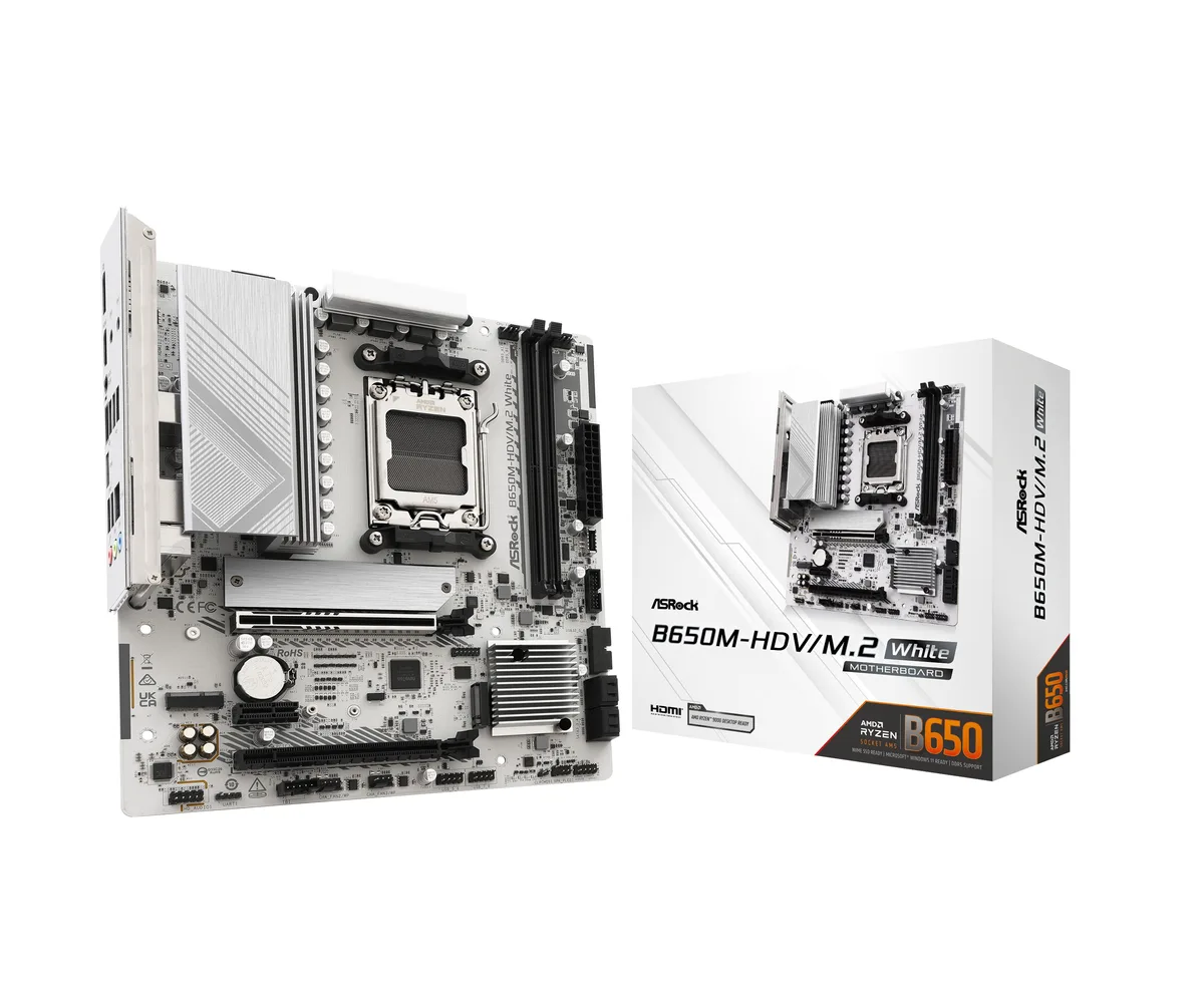 ASRock ASRock B650M-HDV/M.2 White AMD motherboard — 商品写真