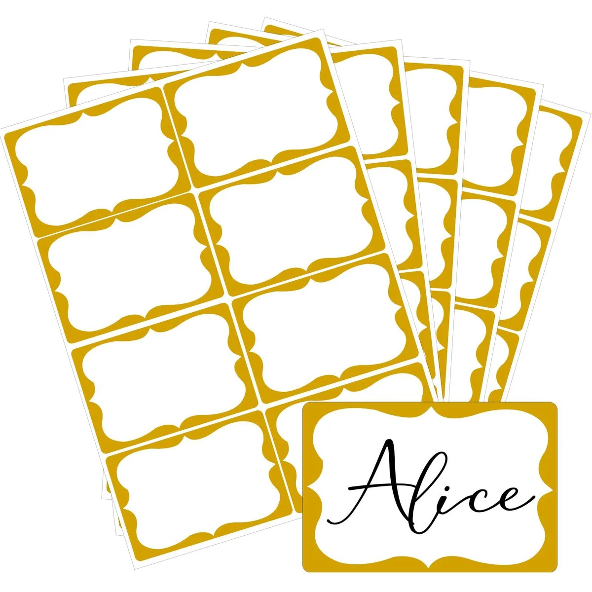  Labelon LPK-XMT-ZONG Gold Name Tag Stickers 2"x3" 200 Pcs — product photo