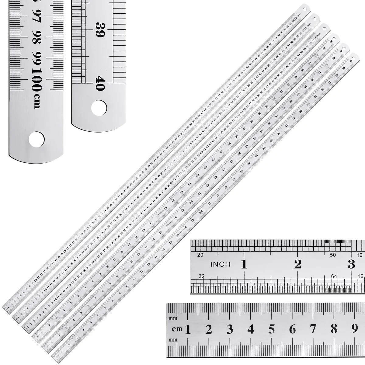 Stainless Steel Ruler 40 Inch / 100 cm 6 Pack — product photo