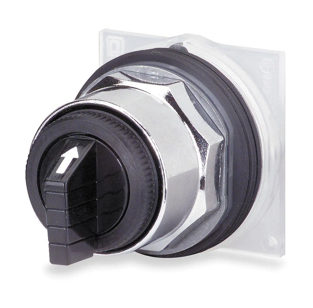 Schneider Electric 30 mm black selector switch with chrome bezel and lever operator