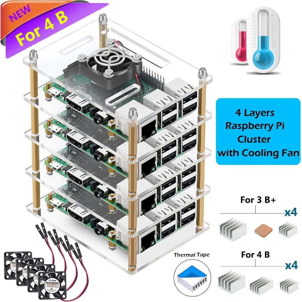 Werleo Werleo 4-Layer Raspberry Pi Cluster Case with Fans &amp; Heatsinks — product photo