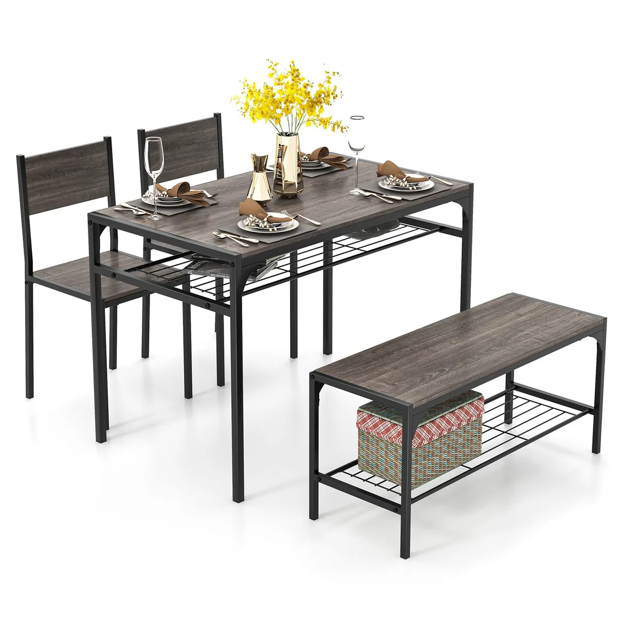 SlickBlue SlickBlue Industrial Dining Table Set 43"x26"x30" Gray — product photo
