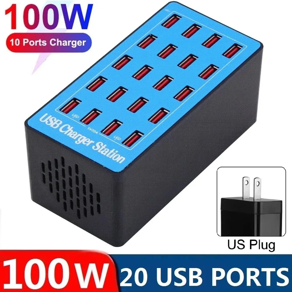 LUOM LUOM WLX-A5-BL 20-Port 100W Desktop USB Charger Blue — product photo