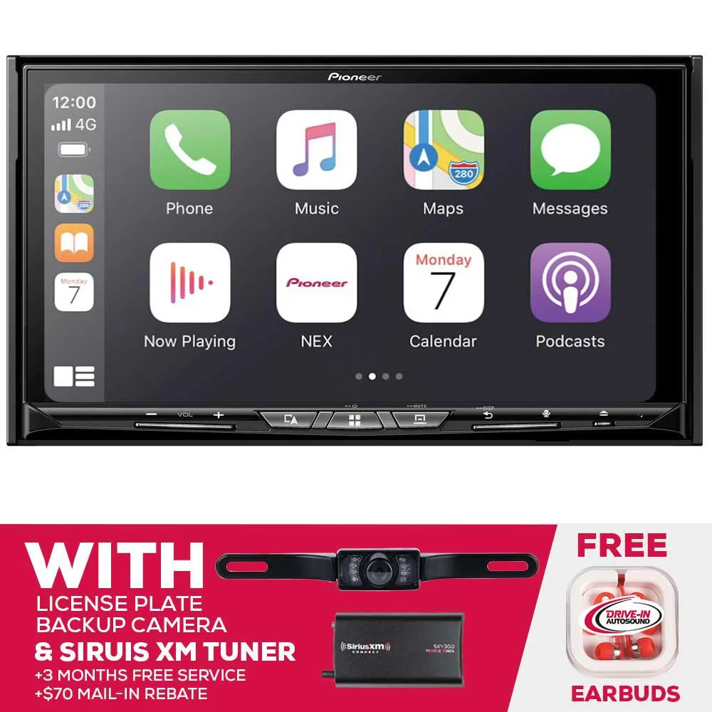 Pioneer Pioneer AVIC-W8600NEX 7.0" receiver w/ license plate cam &amp; satellite radio — product photo