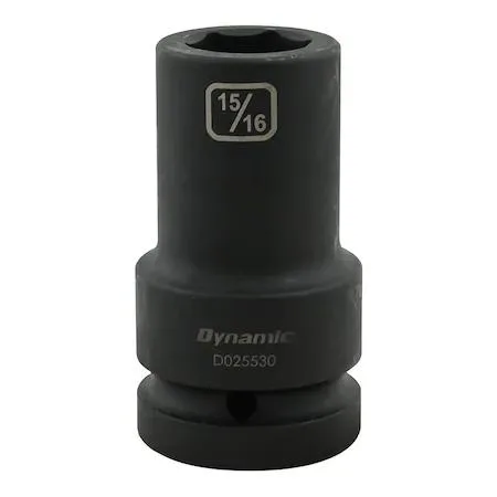 Dynamic D025530 15/16 inch 1 inch drive deep socket black phosphate finish 6 point laser etched markings