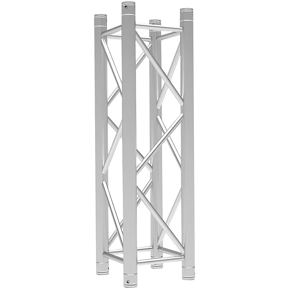 Silver aluminum square truss segment, 1 meter long with diagonal bracing
