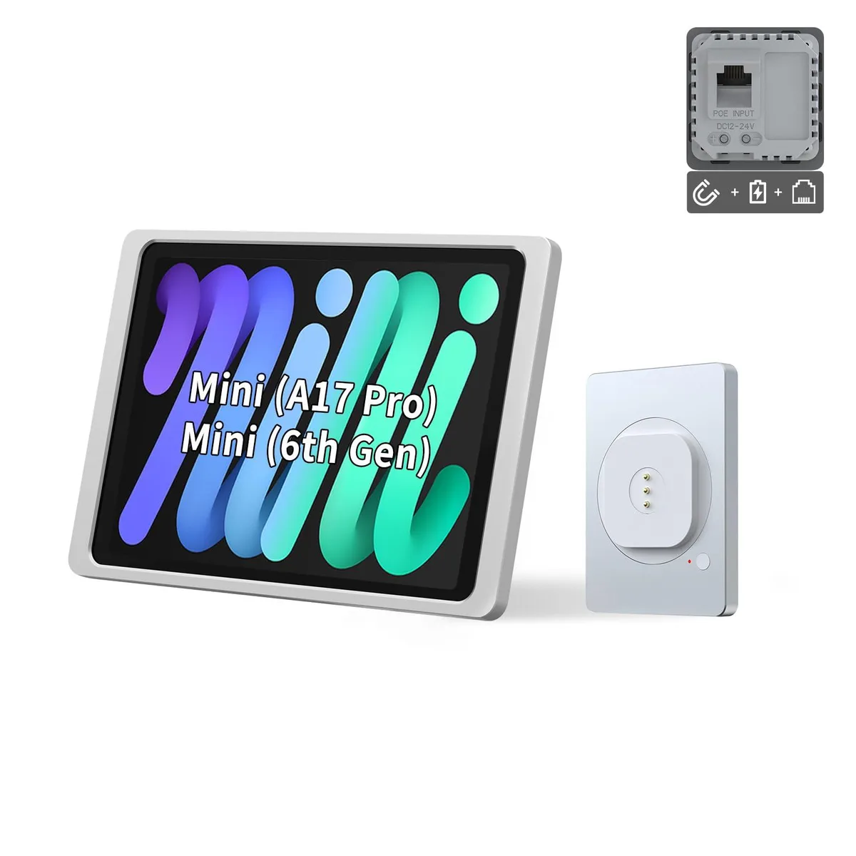 EMONITA EMONITA PoE &amp; DC Magnetic Wall Mount for iPad Mini 8.3 Silver EM-PW1825P/A6 — product photo