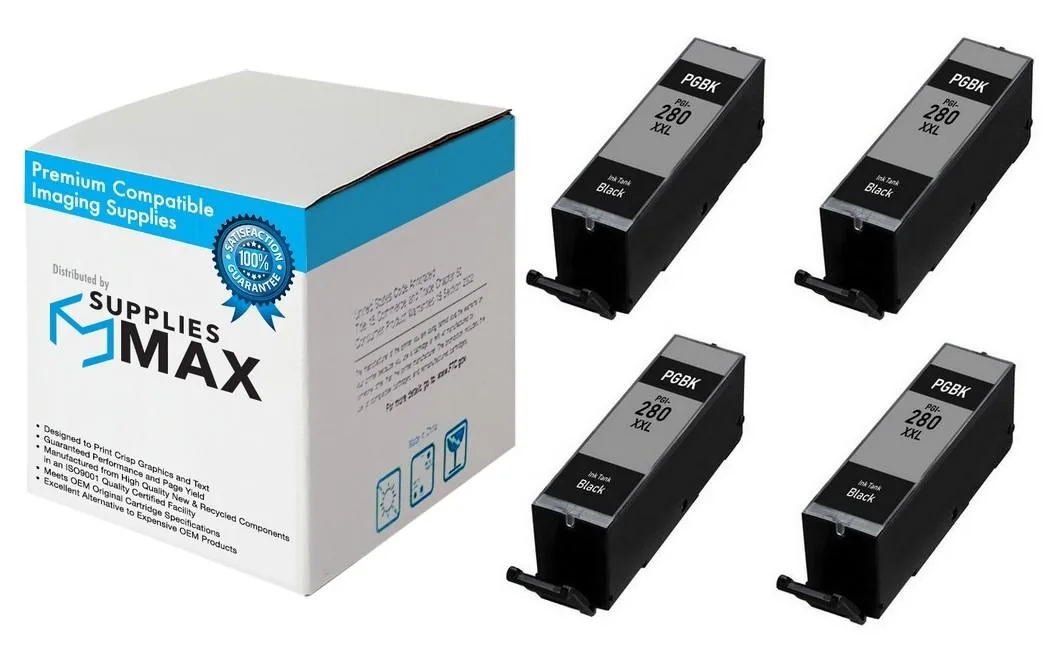 SuppliesMax SuppliesMax PGI-280XXLBK Black Ink Cartridge 4-Pack 25.7ml — product photo