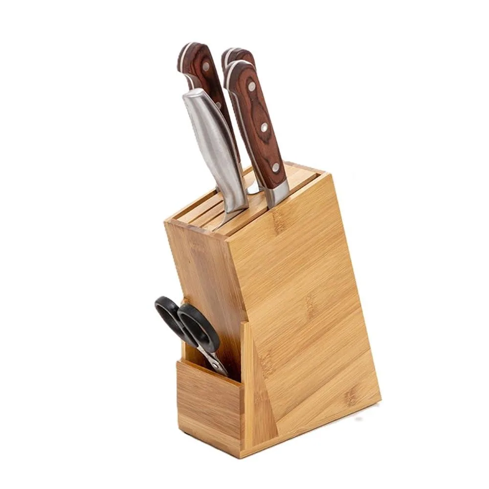 Wood Knife Block 6 Slots with Scissors Slot 7.09×8.66 inches — product photo