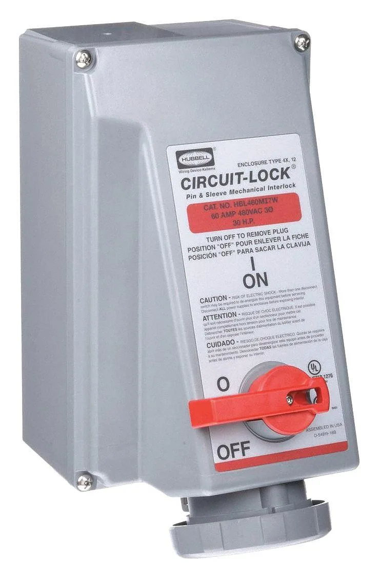 Hubbell Incorporated Hubbell Incorporated HBL460MI7W Receptacle Interlock 60A 480V 30hp video accessory — product photo