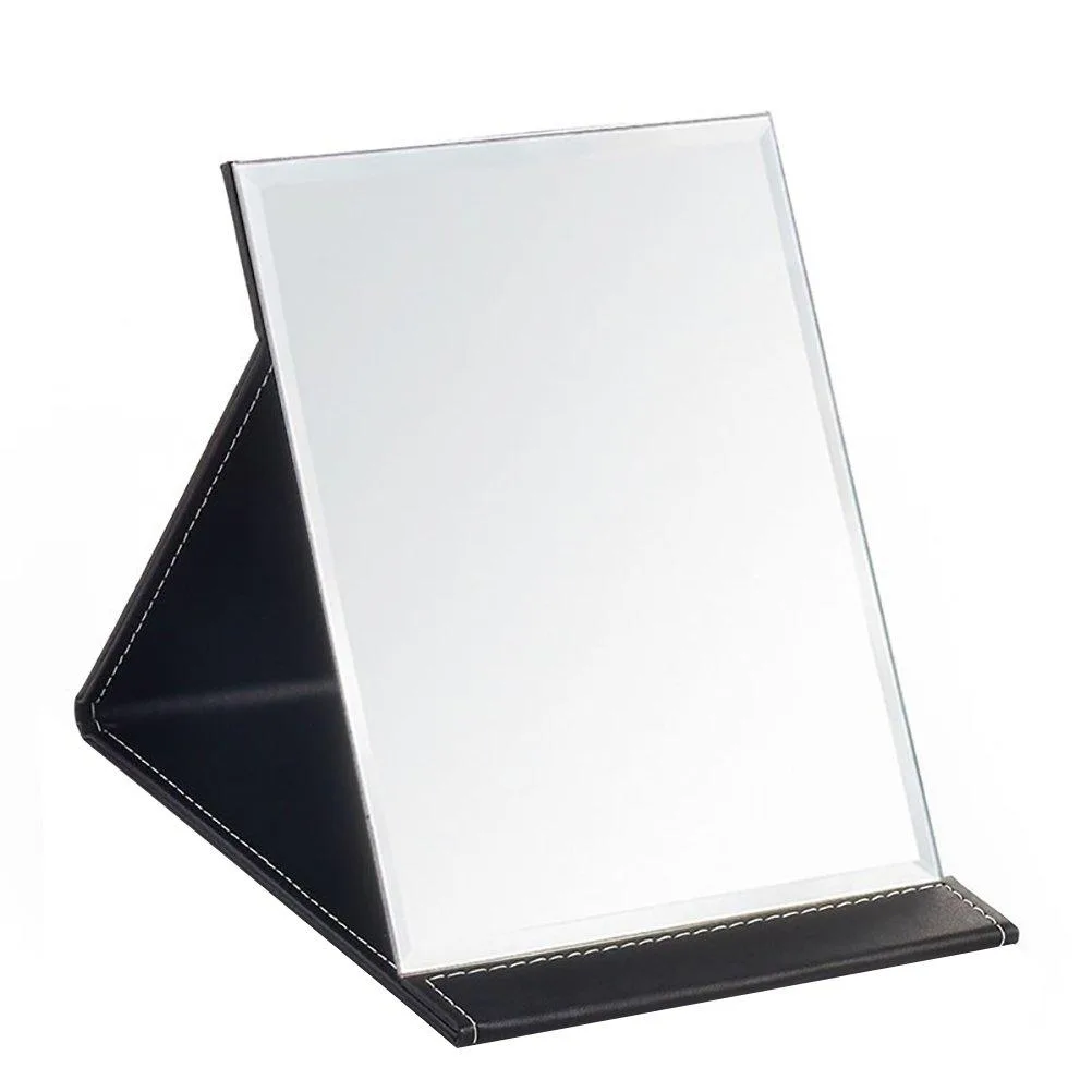 JOLY PU Leather Folding Makeup Mirror M 7.9" x 5.7" Black — product photo