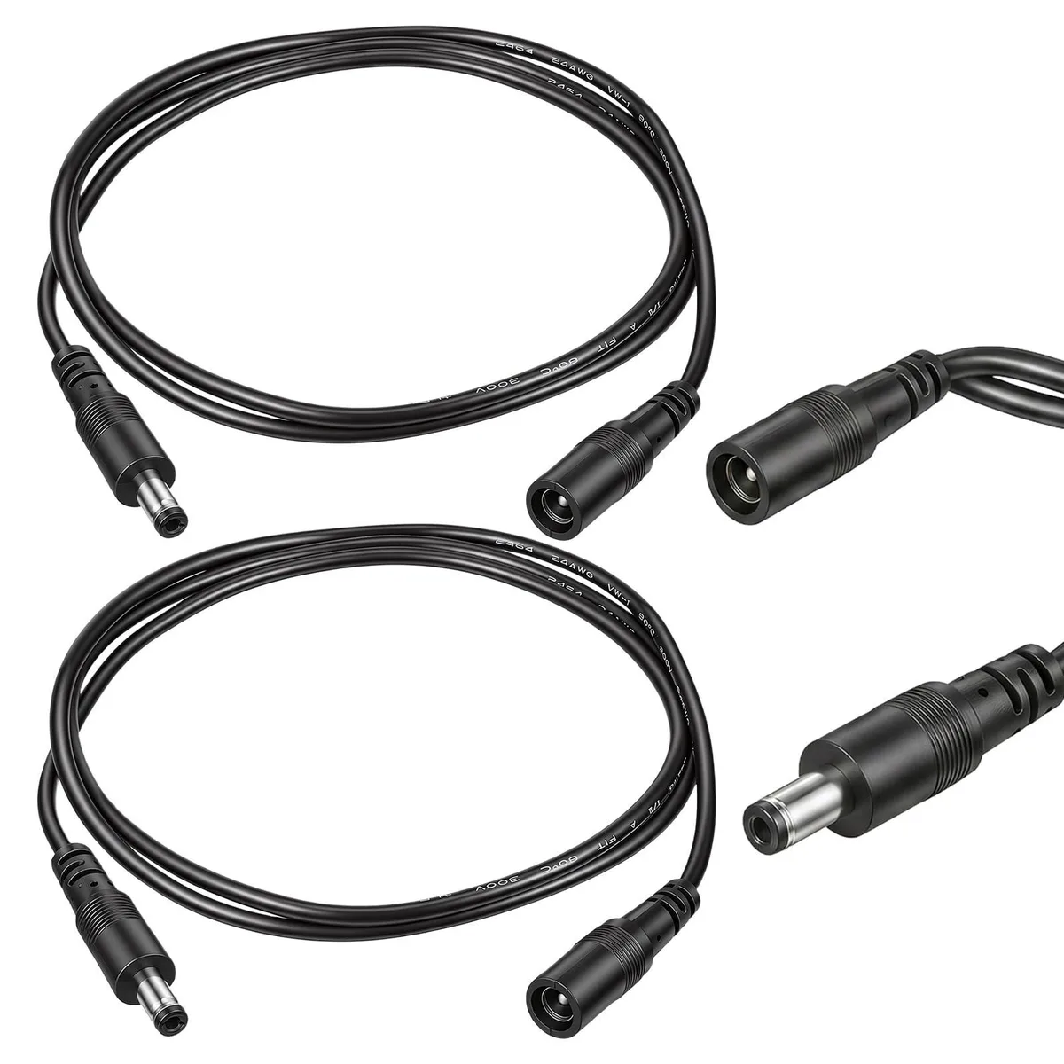  Zyghjort 5481IGIP9402 3.3 ft DC power extension cord 2-pack 5.5 x 2.1 mm 18 AWG — product photo