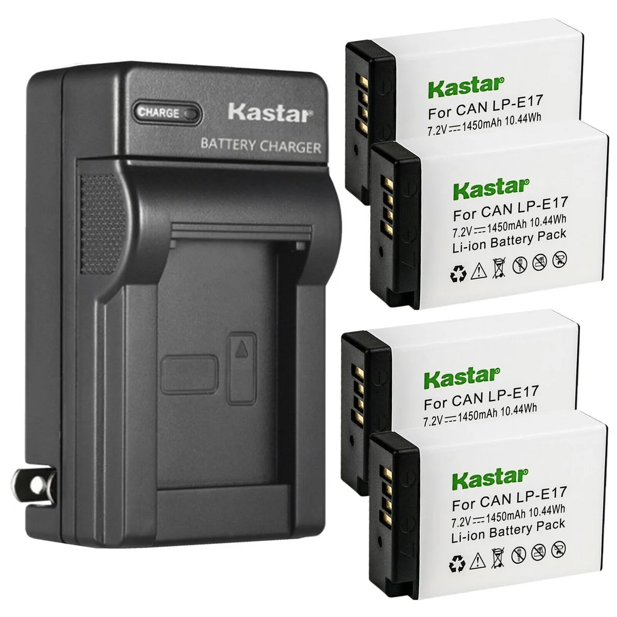 Kastar Kastar LP-E17H 4-pack battery and AC wall charger — product photo