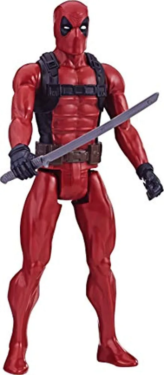 12-inch Deadpool figure in red and black suit with sword accessory