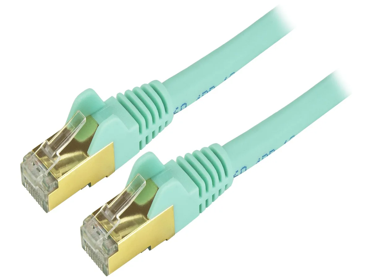 STARTECH STARTECH C6ASPAT3AQ Cat6a shielded network ethernet cable 3 ft aqua — product photo