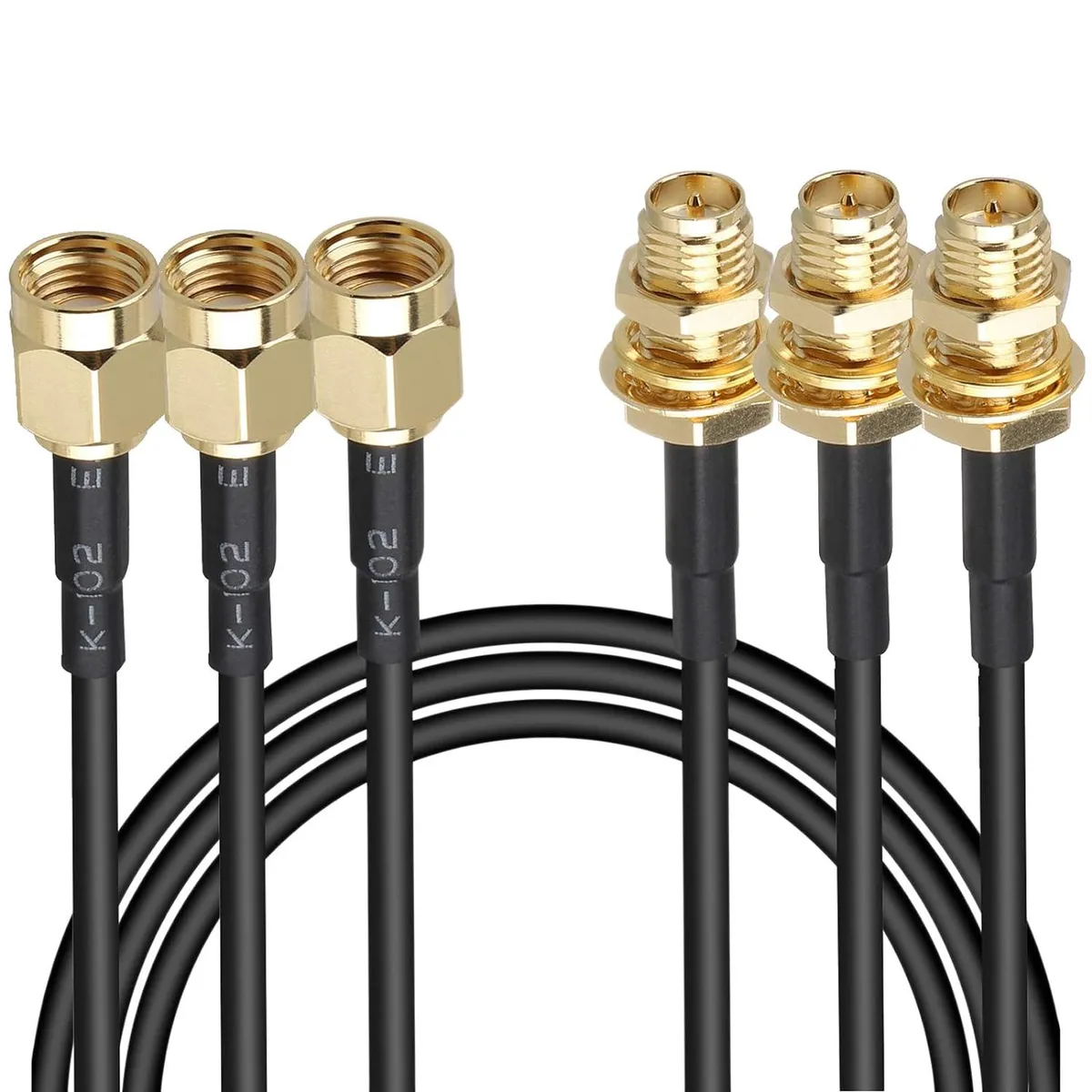 PISKEKAT PISKEKAT RP-SMA Male to Female Antenna Extension Cable 10FT 3-Pack — product photo