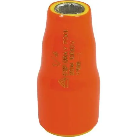 Orange and yellow insulated 1/4 inch drive 12 point socket P1505