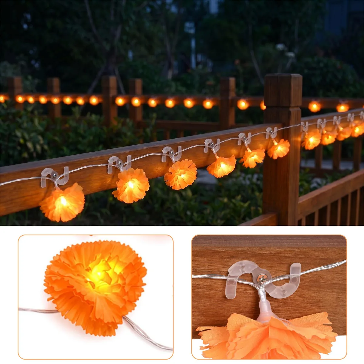 Yescom USA, Inc. Yescom USA, Inc. 60HALHOK067-WSJS-B 2-pack 10 ft 20 LED string light with 100 S-hooks — product photo