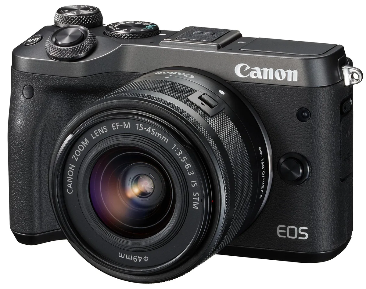 Canon International Canon EOS M6 24.2MP APS-C Mirrorless Kit Black EF-M 15-45mm — product photo