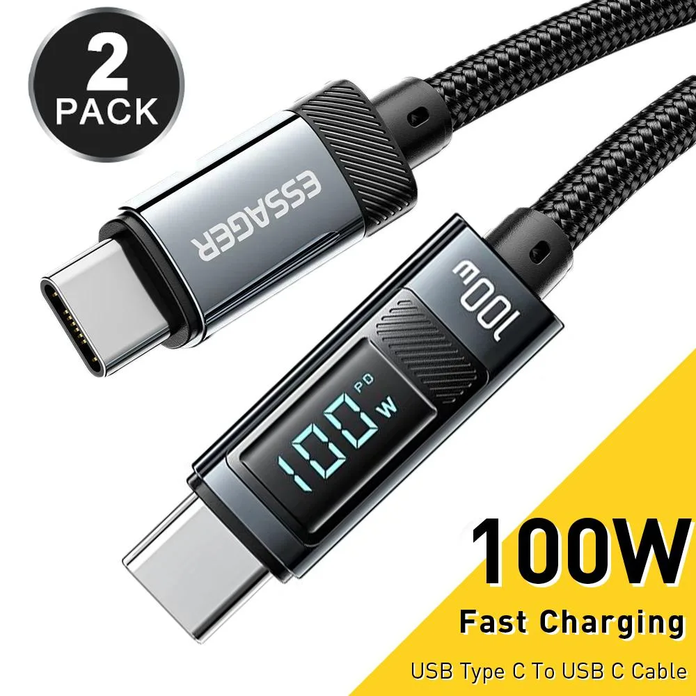 ESTONE ESTONE Essager HC100W USB-C to USB-C Cable 100W LED Display 3.3ft 2-Pack — product photo