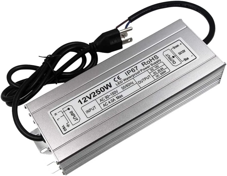 BONAEVER BONAEVER 250W 12V 20.83A IP67 Waterproof LED Power Supply — product photo